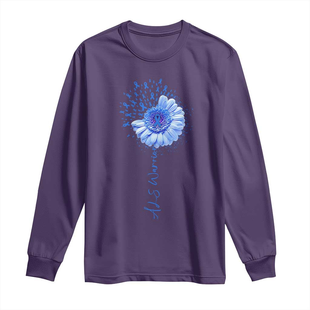 ALS Awareness Long Sleeve Shirt Blue Ribbon Sunflower ALS Warrior TS10 Purple Print Your Wear