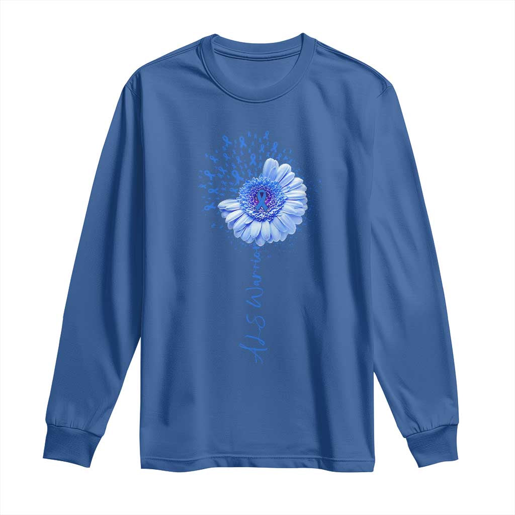 ALS Awareness Long Sleeve Shirt Blue Ribbon Sunflower ALS Warrior TS10 Royal Blue Print Your Wear