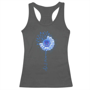 ALS Awareness Racerback Tank Top Blue Ribbon Sunflower ALS Warrior TS10 Dark Heather Print Your Wear
