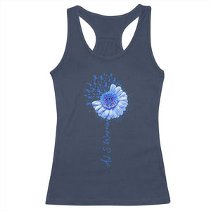 ALS Awareness Racerback Tank Top Blue Ribbon Sunflower ALS Warrior TS10 Navy Print Your Wear