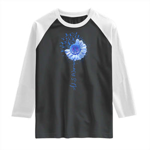 ALS Awareness Raglan Shirt Blue Ribbon Sunflower ALS Warrior TS10 Black White Print Your Wear
