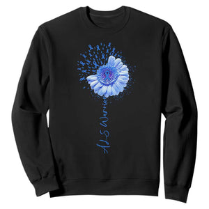 ALS Awareness Sweatshirt Blue Ribbon Sunflower ALS Warrior TS10 Black Print Your Wear