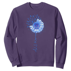 ALS Awareness Sweatshirt Blue Ribbon Sunflower ALS Warrior TS10 Purple Print Your Wear