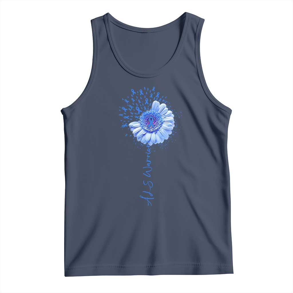 ALS Awareness Tank Top Blue Ribbon Sunflower ALS Warrior TS10 Navy Print Your Wear
