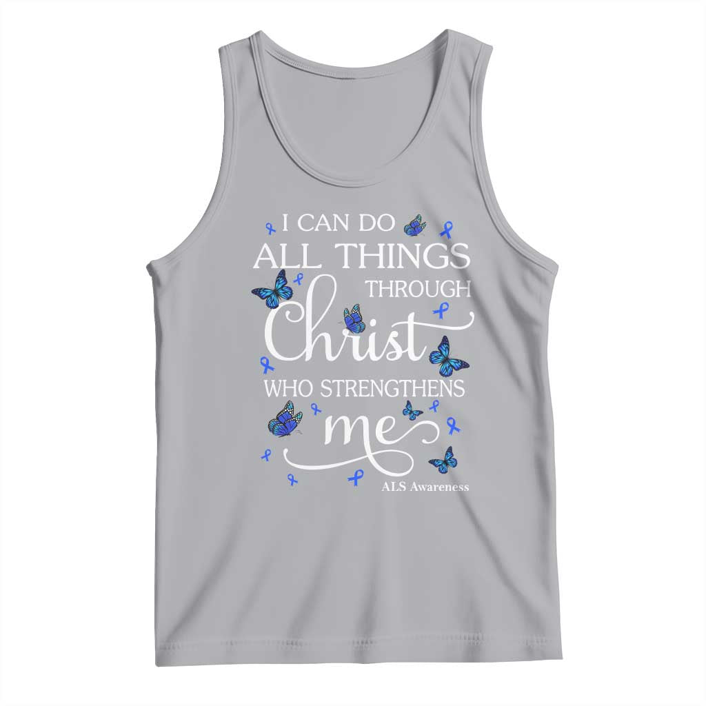 ALS Awareness Tank Top I Can Do All Things Through Christ Butterfly Bible Verse Motivational TS10 Athletic Heather Print Your Wear