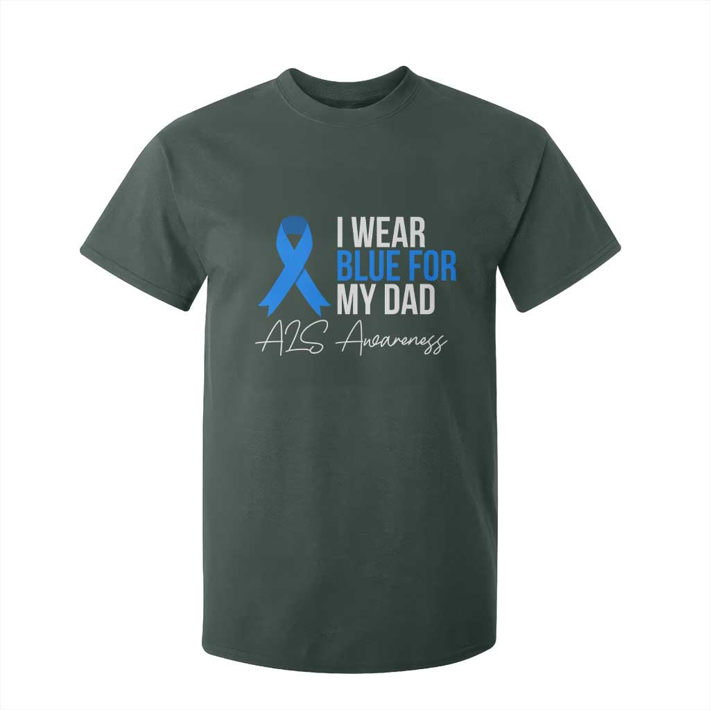 I Wear Blue For My Dad ALS Awareness T Shirt For Kid TS10 Dark Forest Green Print Your Wear