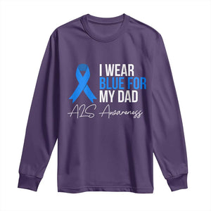 I Wear Blue For My Dad ALS Awareness Long Sleeve Shirt TS10 Purple Print Your Wear