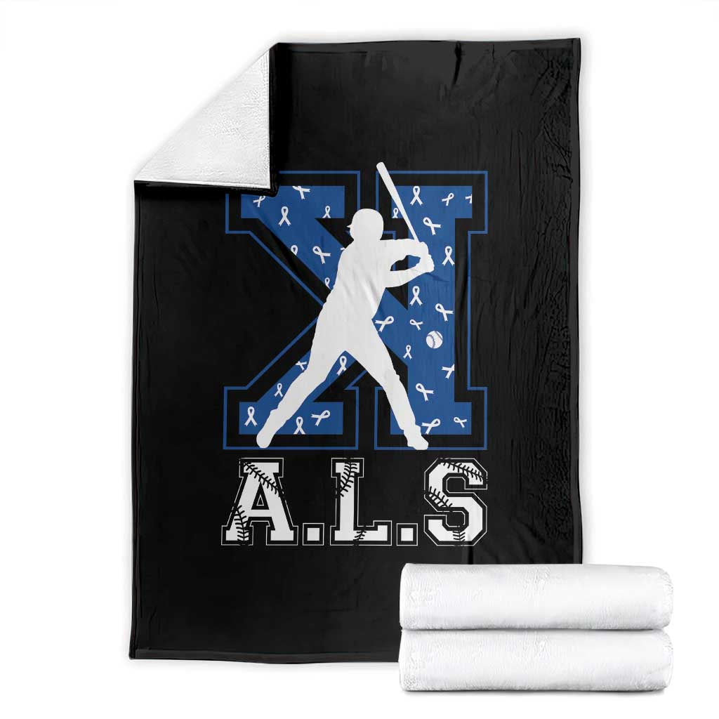ALS Awareness Throw Blanket Baseball Strike Out ALS Support TS10 Black Print Your Wear