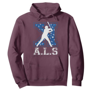 ALS Awareness Hoodie Baseball Strike Out ALS Support TS10 Maroon Print Your Wear