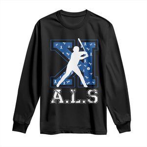 ALS Awareness Long Sleeve Shirt Baseball Strike Out ALS Support TS10 Black Print Your Wear