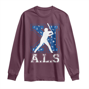 ALS Awareness Long Sleeve Shirt Baseball Strike Out ALS Support TS10 Maroon Print Your Wear