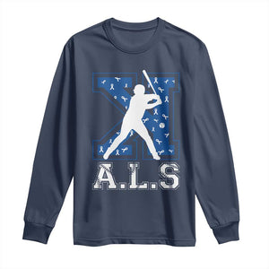 ALS Awareness Long Sleeve Shirt Baseball Strike Out ALS Support TS10 Navy Print Your Wear