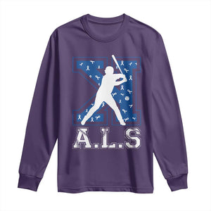 ALS Awareness Long Sleeve Shirt Baseball Strike Out ALS Support TS10 Purple Print Your Wear