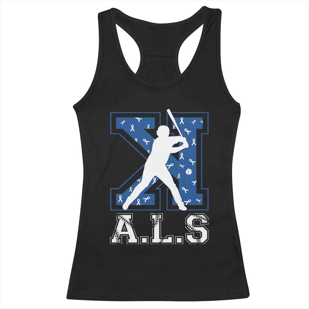 ALS Awareness Racerback Tank Top Baseball Strike Out ALS Support TS10 Black Print Your Wear