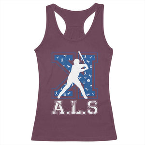 ALS Awareness Racerback Tank Top Baseball Strike Out ALS Support TS10 Maroon Print Your Wear