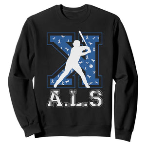 ALS Awareness Sweatshirt Baseball Strike Out ALS Support TS10 Black Print Your Wear