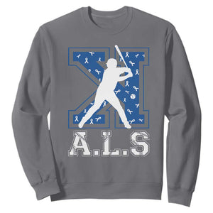 ALS Awareness Sweatshirt Baseball Strike Out ALS Support TS10 Charcoal Print Your Wear