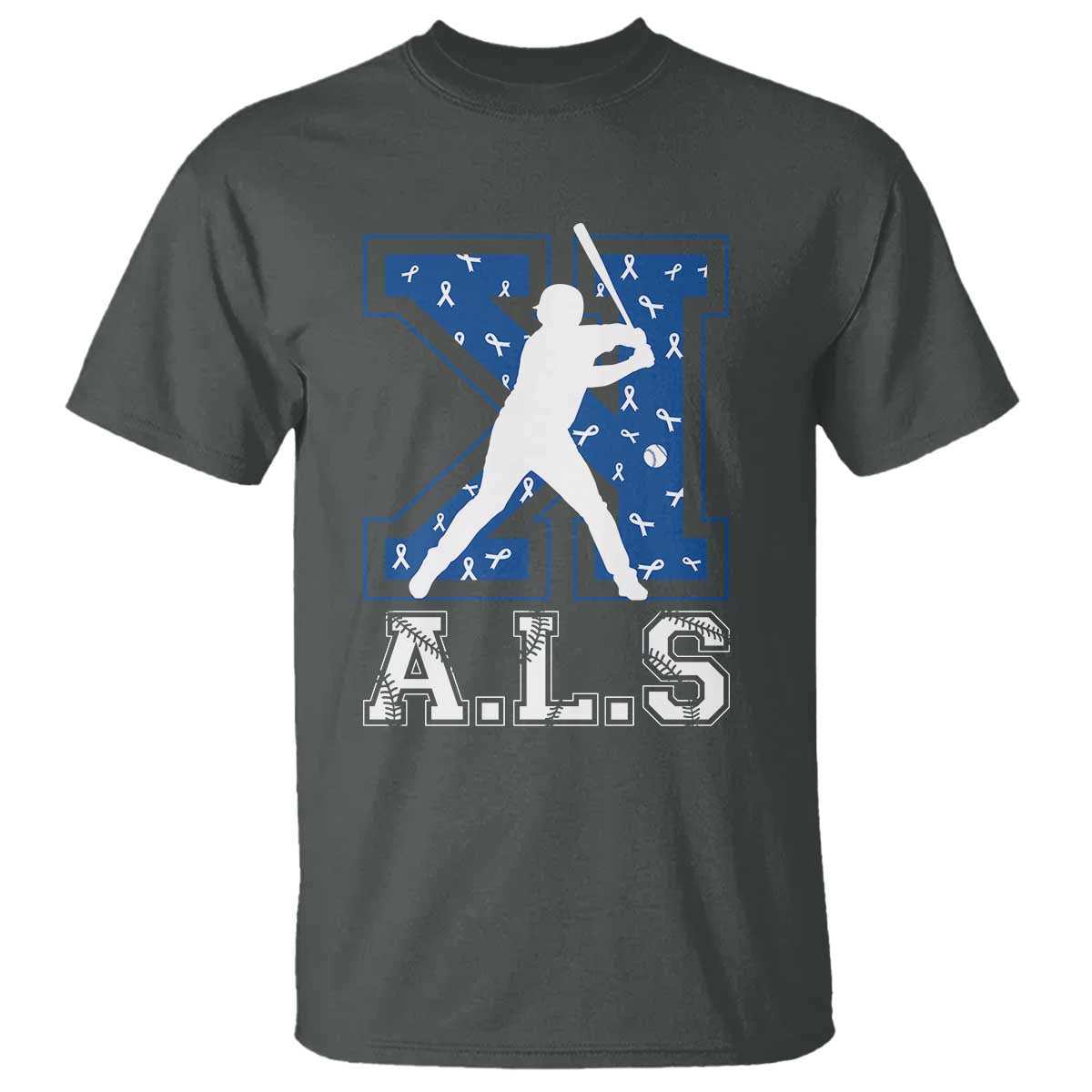 ALS Awareness T Shirt Baseball Strike Out ALS Support TS10 Dark Heather Print Your Wear