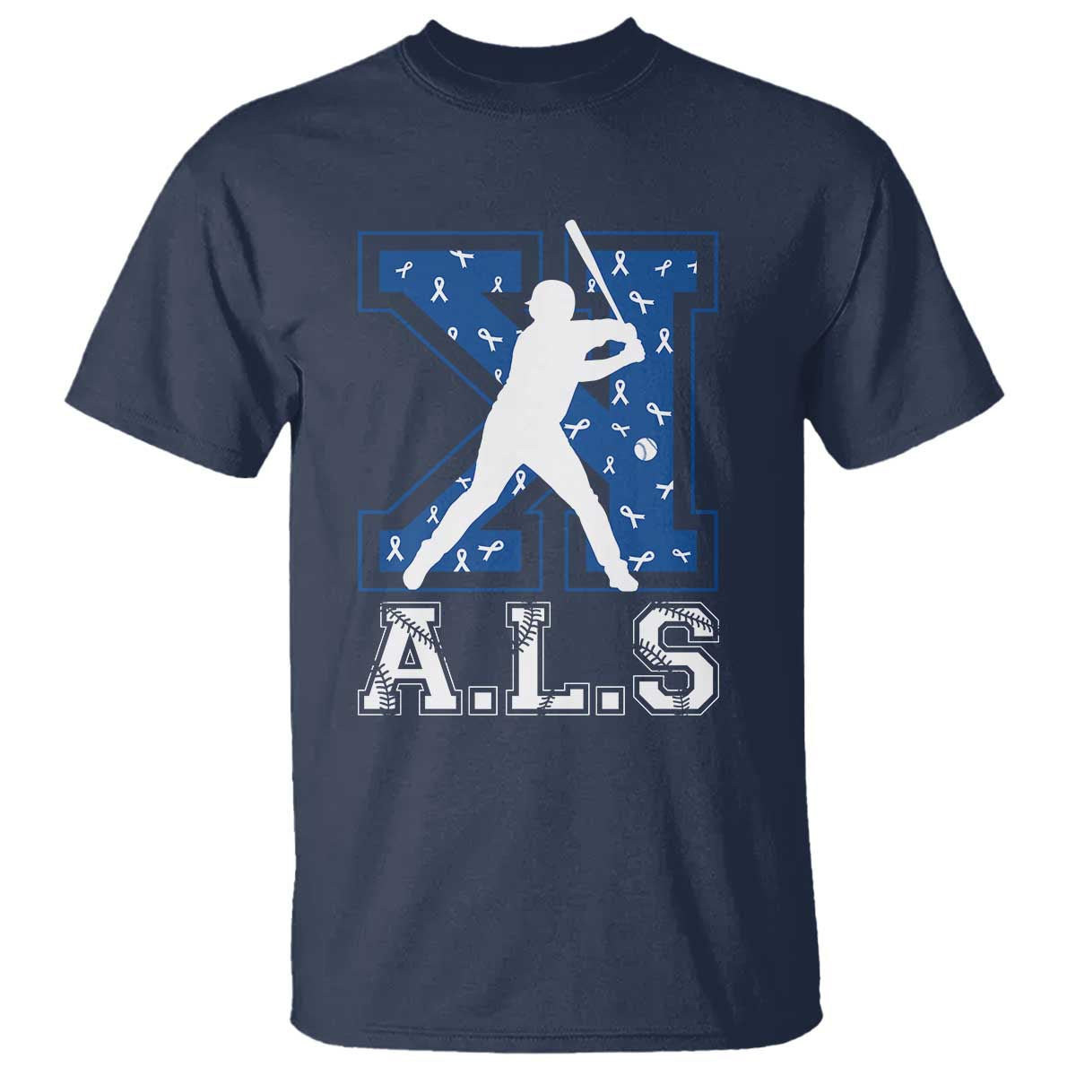 ALS Awareness T Shirt Baseball Strike Out ALS Support TS10 Navy Print Your Wear