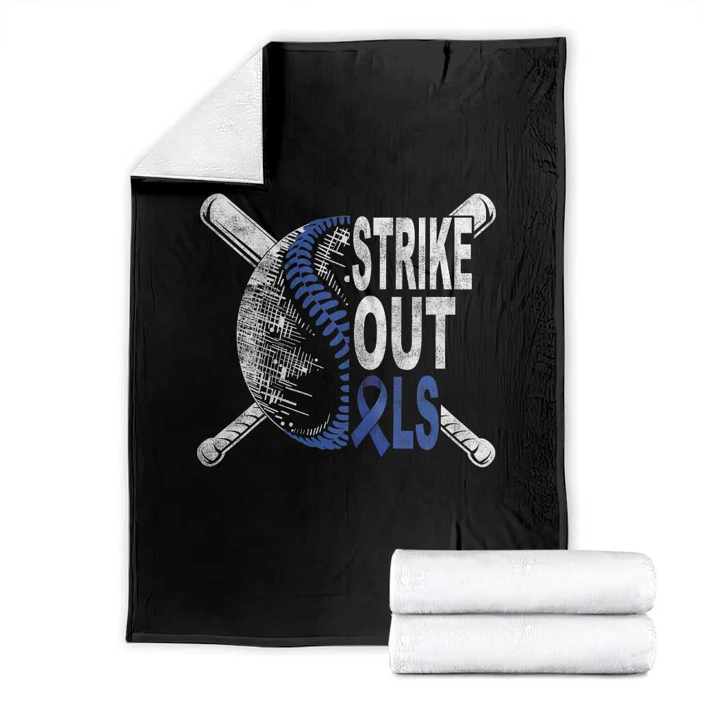 ALS Awareness Throw Blanket Blue Ribbon Baseball Strike Out ALS Support TS10 Black Print Your Wear