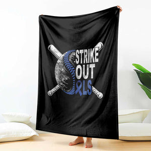 ALS Awareness Throw Blanket Blue Ribbon Baseball Strike Out ALS Support TS10 Print Your Wear