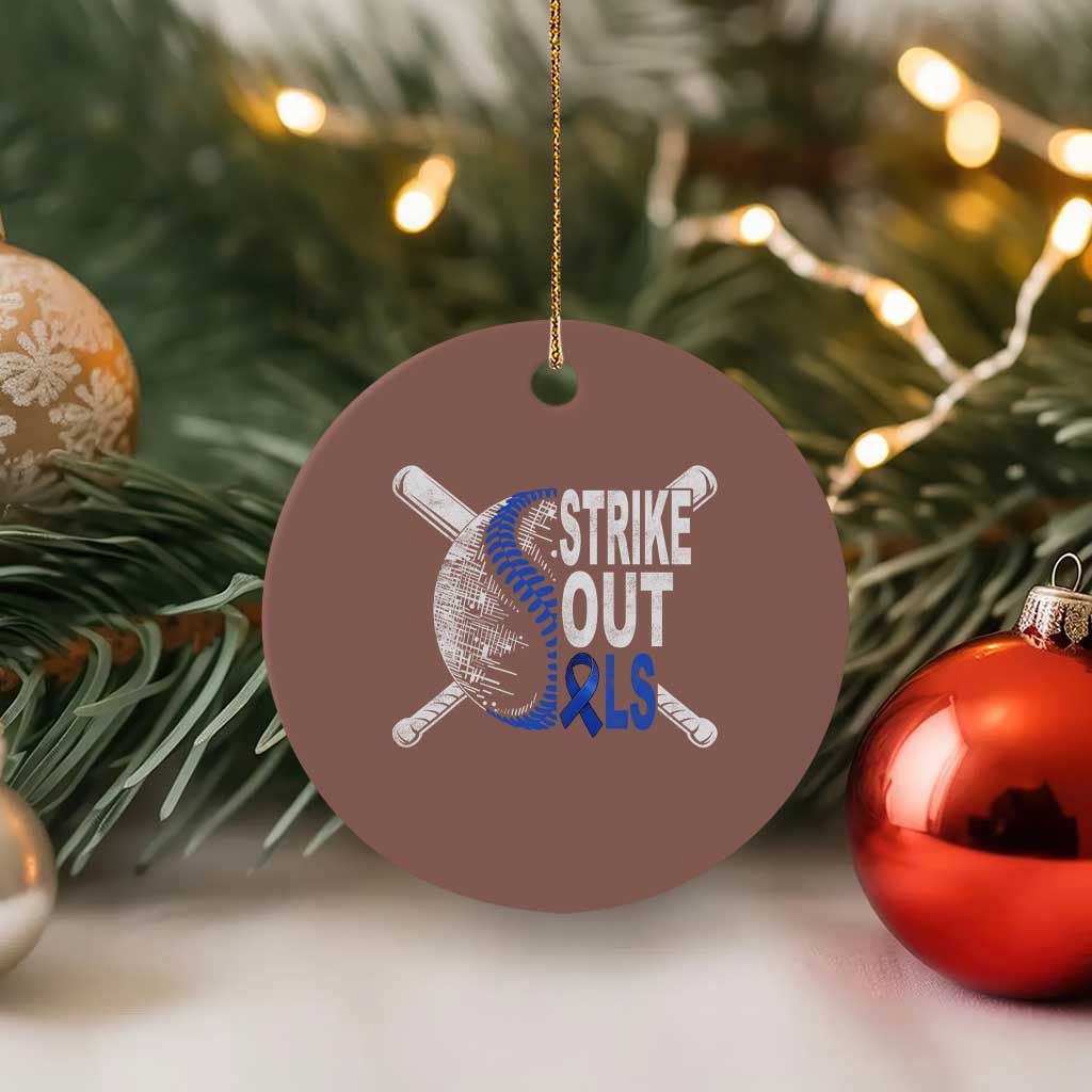 ALS Awareness Ceramic Ornament Blue Ribbon Baseball Strike Out ALS Support TS10 1pc Mocha Print Your Wear