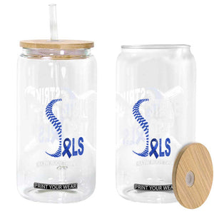 ALS Awareness Glass Can Blue Ribbon Baseball Strike Out ALS Support TS10 Print Your Wear