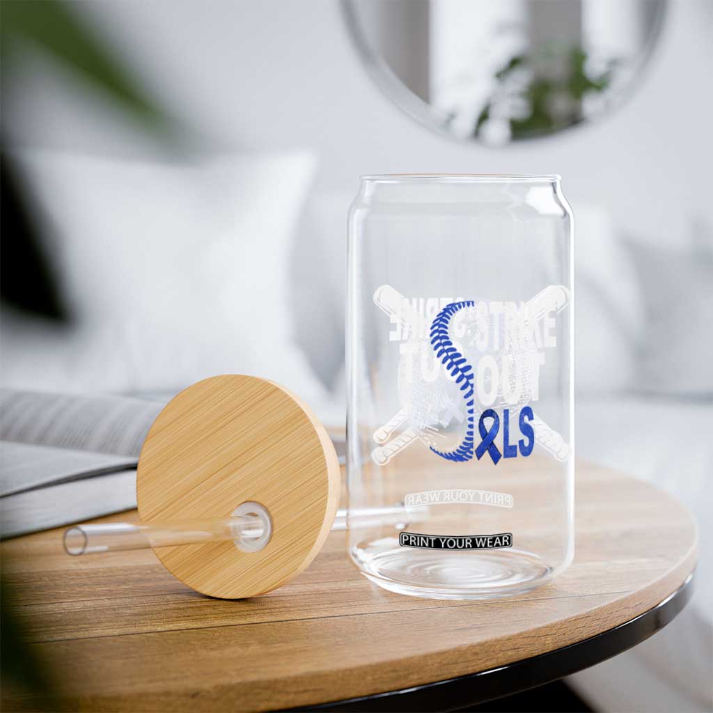 ALS Awareness Glass Can Blue Ribbon Baseball Strike Out ALS Support TS10 Print Your Wear