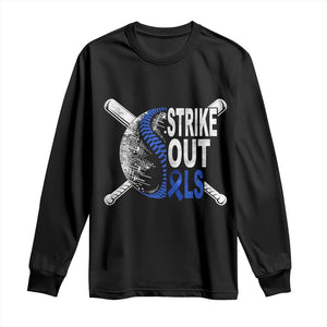 ALS Awareness Long Sleeve Shirt Blue Ribbon Baseball Strike Out ALS Support TS10 Black Print Your Wear