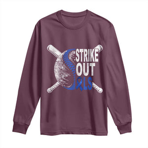 ALS Awareness Long Sleeve Shirt Blue Ribbon Baseball Strike Out ALS Support TS10 Maroon Print Your Wear