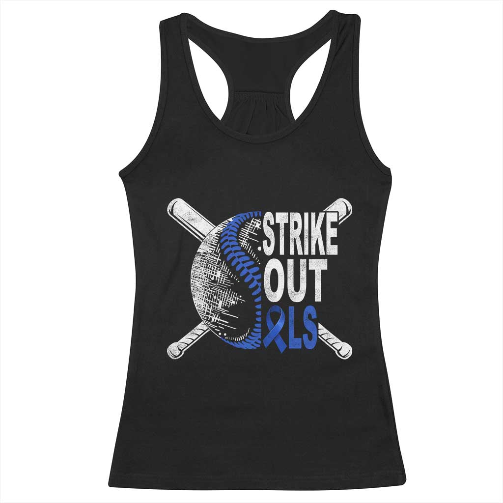 ALS Awareness Racerback Tank Top Blue Ribbon Baseball Strike Out ALS Support TS10 Black Print Your Wear