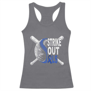 ALS Awareness Racerback Tank Top Blue Ribbon Baseball Strike Out ALS Support TS10 Charcoal Print Your Wear