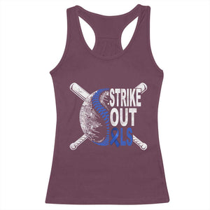 ALS Awareness Racerback Tank Top Blue Ribbon Baseball Strike Out ALS Support TS10 Maroon Print Your Wear