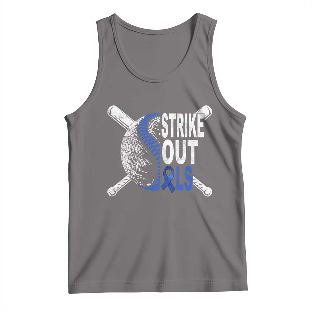 ALS Awareness Tank Top Blue Ribbon Baseball Strike Out ALS Support TS10 Deep Heather Print Your Wear