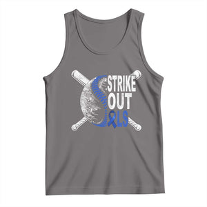 ALS Awareness Tank Top Blue Ribbon Baseball Strike Out ALS Support TS10 Deep Heather Print Your Wear