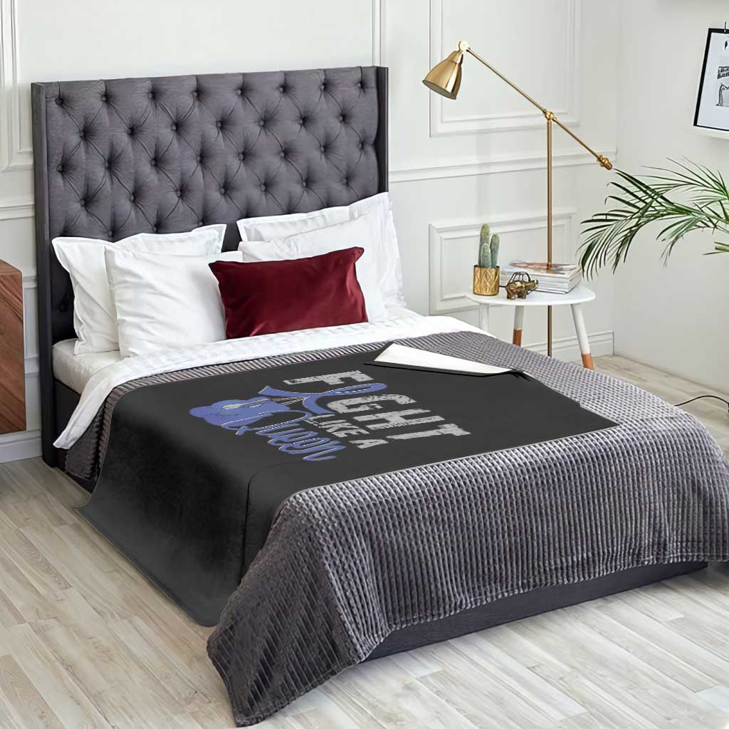 Fight Like A Queen Throw Blanket Blue Ribbon Colon Cancer Awareness TS10 Print Your Wear