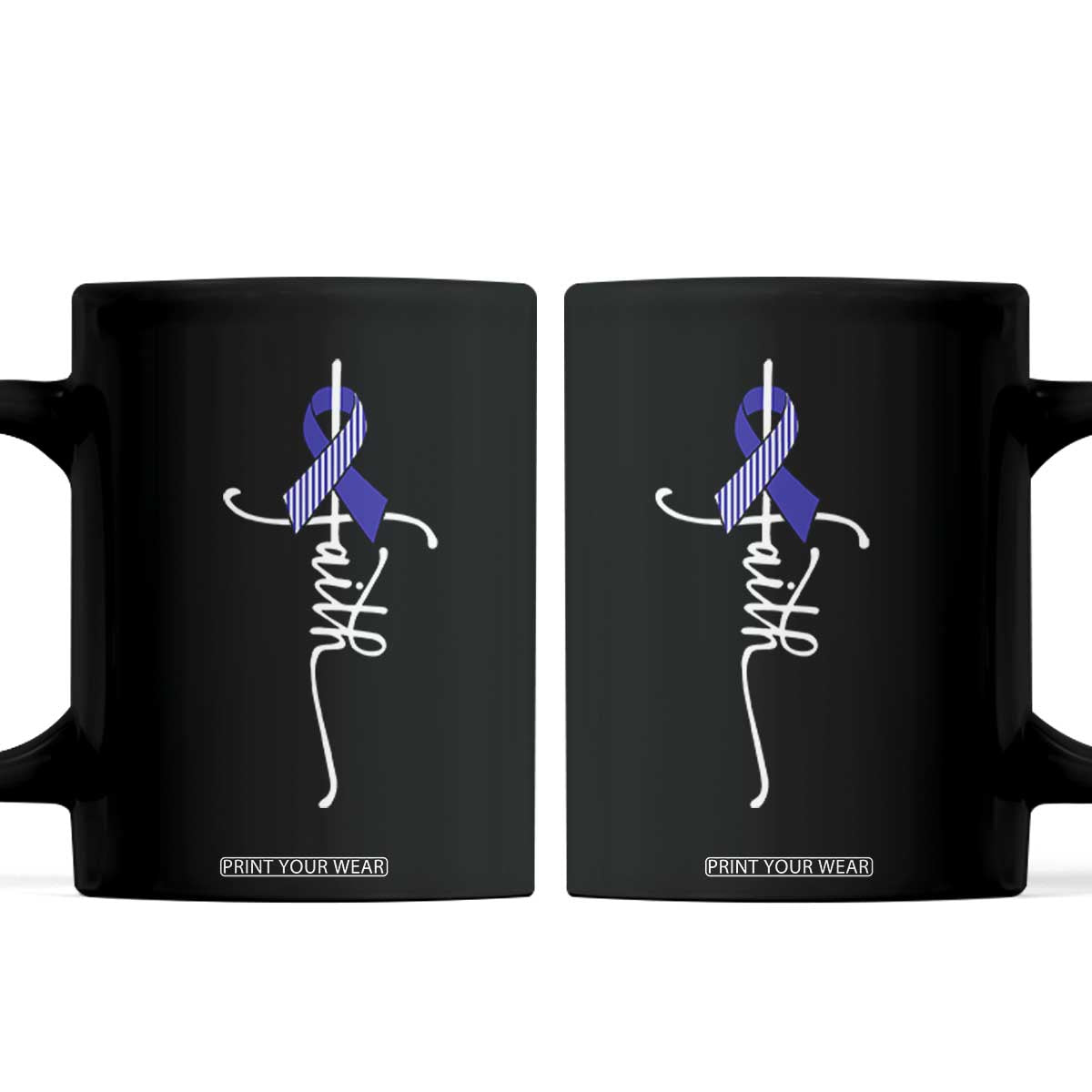 Faith ALS Awareness Coffee Mug Blue Ribbon Motivational TS10 Black Print Your Wear