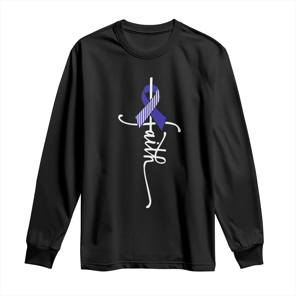 Faith ALS Awareness Long Sleeve Shirt Blue Ribbon Motivational TS10 Black Print Your Wear