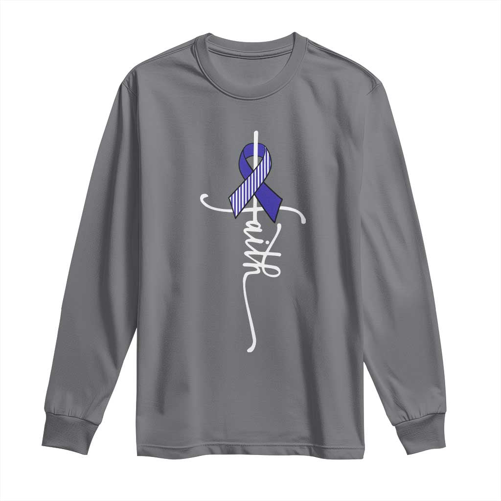 Faith ALS Awareness Long Sleeve Shirt Blue Ribbon Motivational TS10 Charcoal Print Your Wear