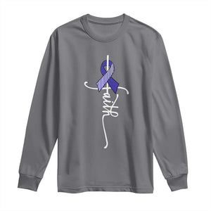 Faith ALS Awareness Long Sleeve Shirt Blue Ribbon Motivational TS10 Charcoal Print Your Wear