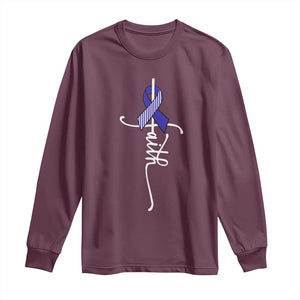 Faith ALS Awareness Long Sleeve Shirt Blue Ribbon Motivational TS10 Maroon Print Your Wear