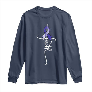 Faith ALS Awareness Long Sleeve Shirt Blue Ribbon Motivational TS10 Navy Print Your Wear