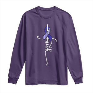 Faith ALS Awareness Long Sleeve Shirt Blue Ribbon Motivational TS10 Purple Print Your Wear