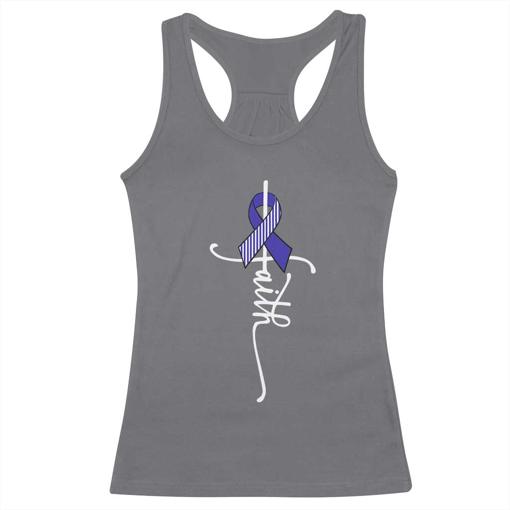 Faith ALS Awareness Racerback Tank Top Blue Ribbon Motivational TS10 Charcoal Print Your Wear