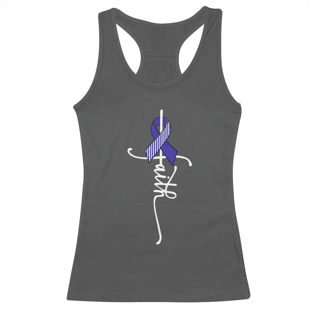 Faith ALS Awareness Racerback Tank Top Blue Ribbon Motivational TS10 Dark Heather Print Your Wear
