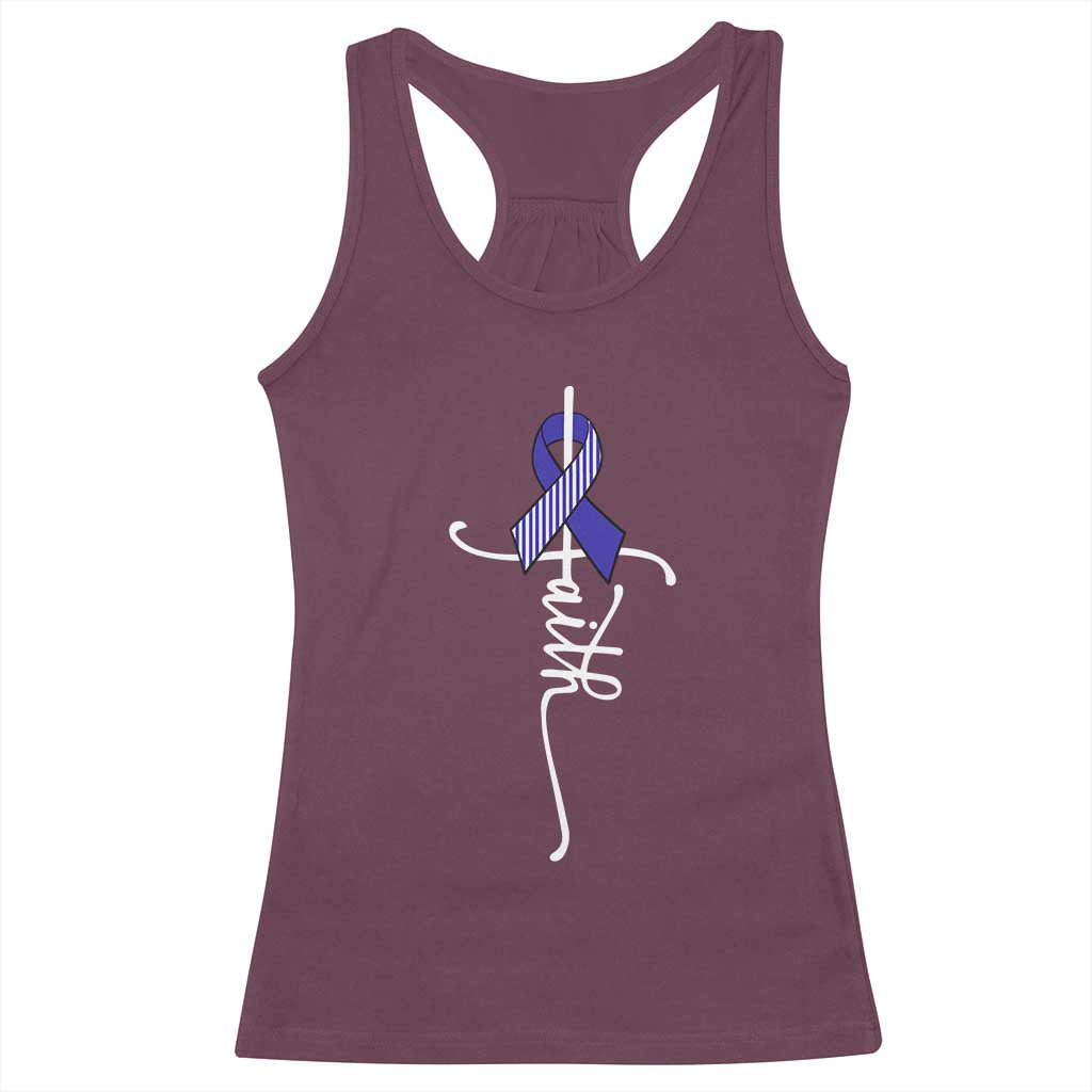 Faith ALS Awareness Racerback Tank Top Blue Ribbon Motivational TS10 Maroon Print Your Wear