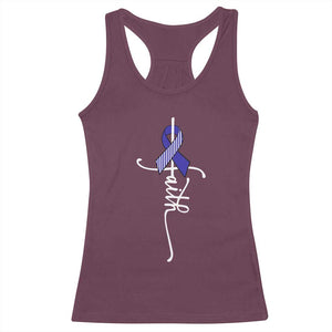Faith ALS Awareness Racerback Tank Top Blue Ribbon Motivational TS10 Maroon Print Your Wear