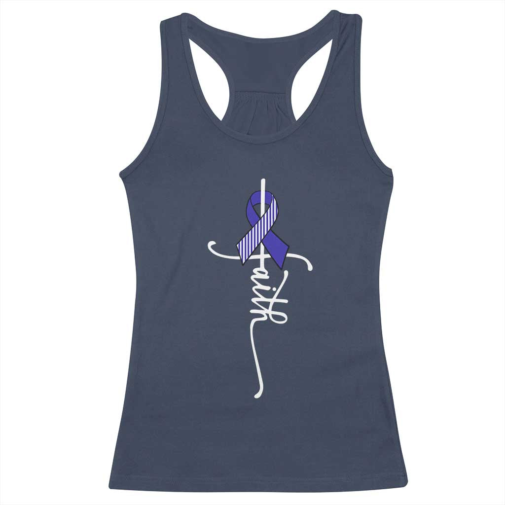 Faith ALS Awareness Racerback Tank Top Blue Ribbon Motivational TS10 Navy Print Your Wear