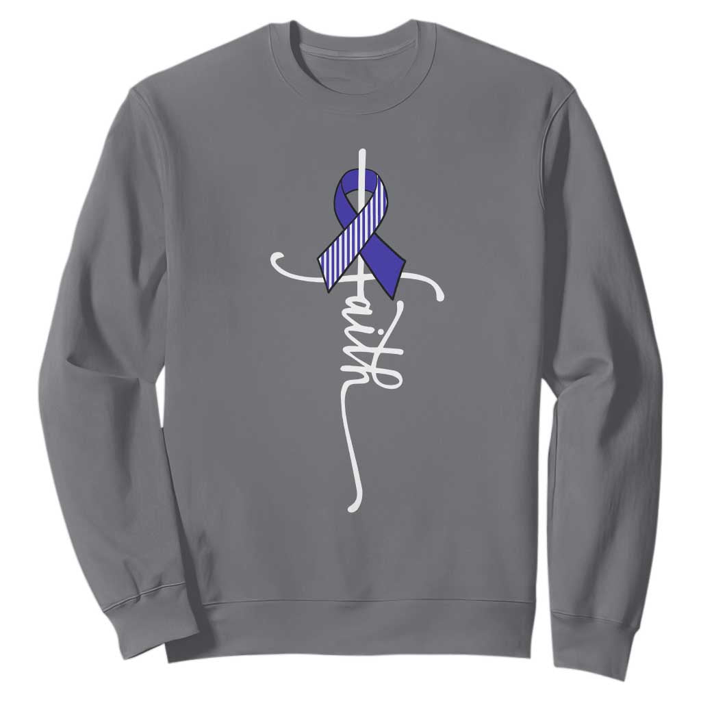Faith ALS Awareness Sweatshirt Blue Ribbon Motivational TS10 Charcoal Print Your Wear