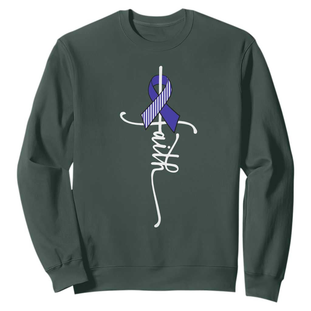 Faith ALS Awareness Sweatshirt Blue Ribbon Motivational TS10 Dark Forest Green Print Your Wear